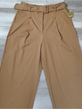 Ryegrass 
Wide Leg Pleated Trousers with Belt - Camel
